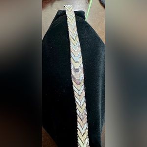 Milor Italy Vintage 925 Sterling Tri-color Chevron Woven Bracelet